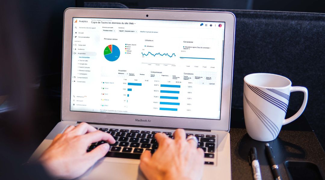 A laptop screen with a graph